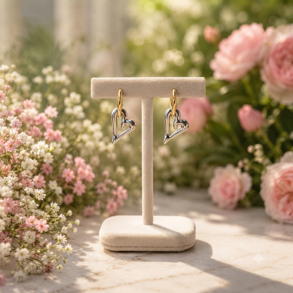 Aretes Corazón Bicolor – Amor Moderno