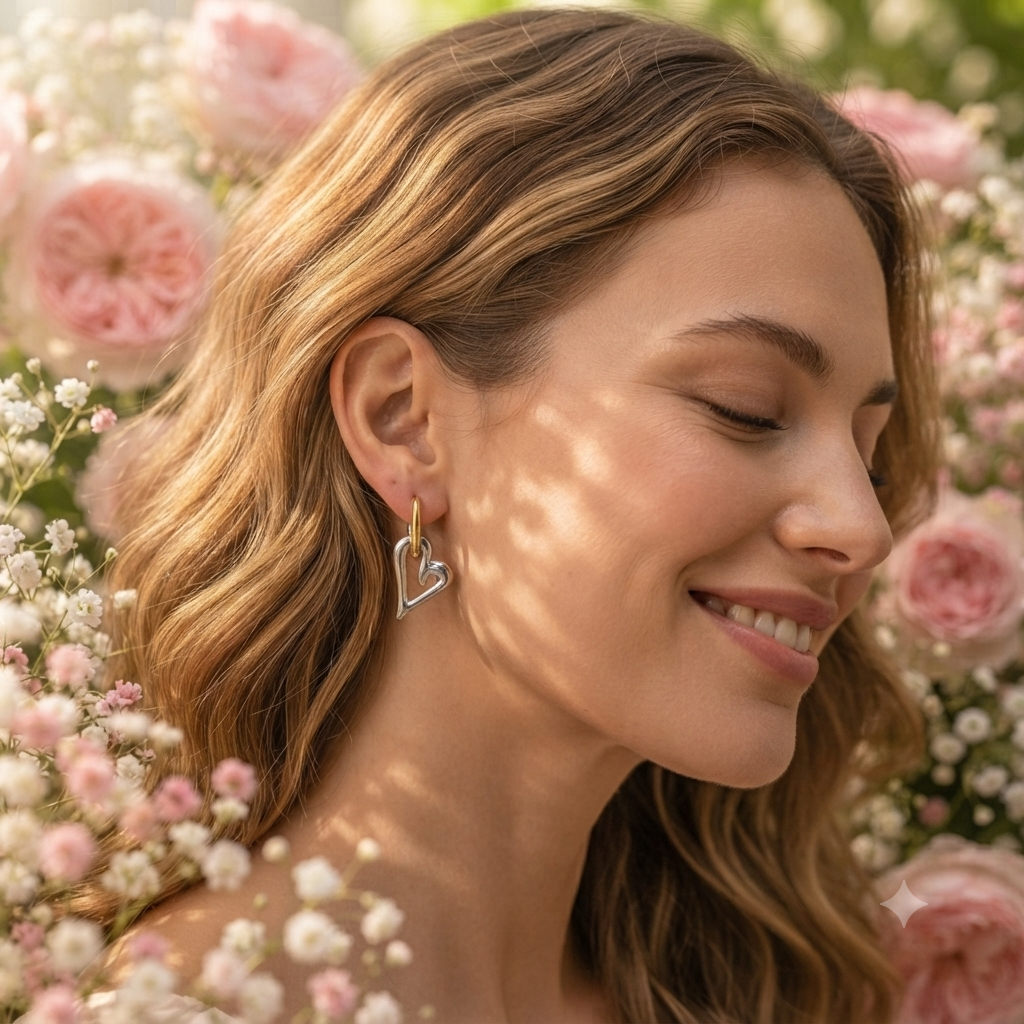 Aretes Corazón Bicolor – Amor Moderno